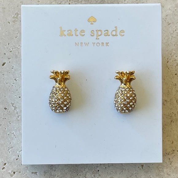 kate spade Jewelry - kate spade gold crystal pineapple stud earrings